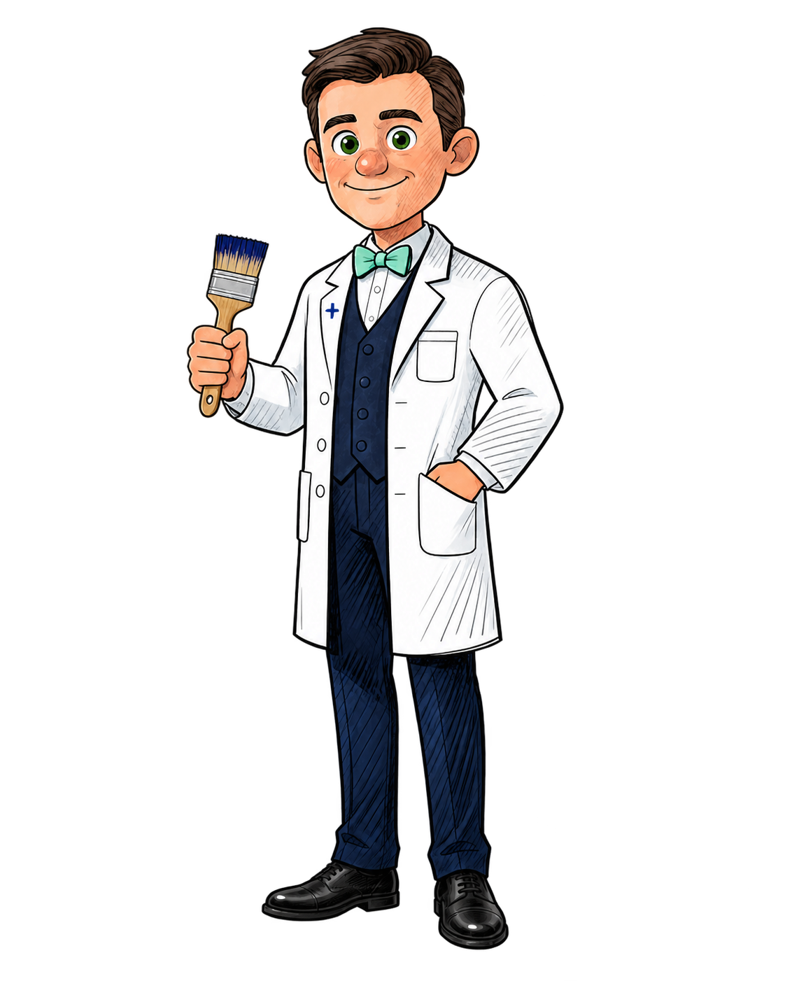 Dr. Zinc holding a paint brush for zinc-rich protective coating